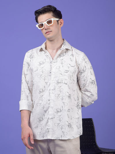White Floral Print Shirt