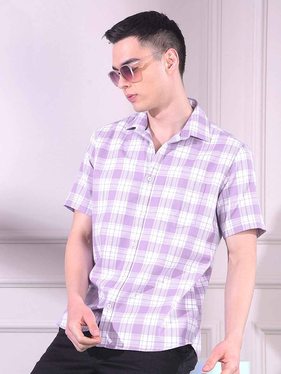 Voilet 100% Cotton Checked Shirt