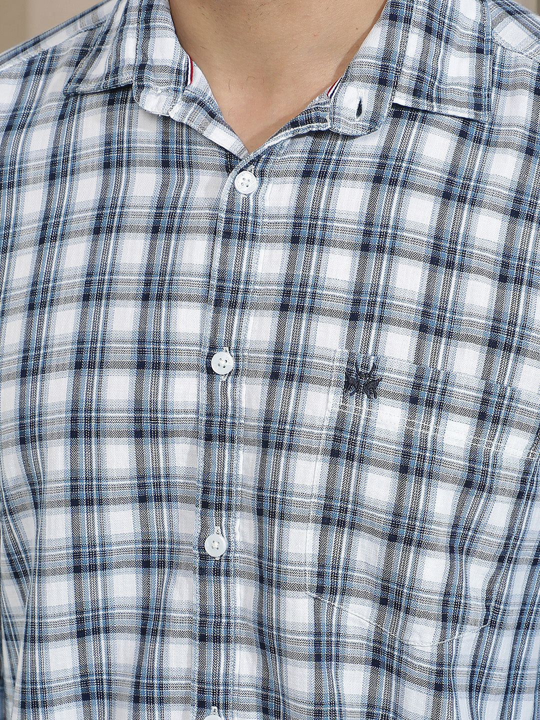 White 100% Cotton Checked Shirt