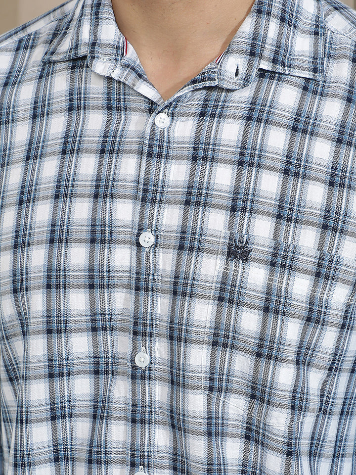 White 100% Cotton Checked Shirt