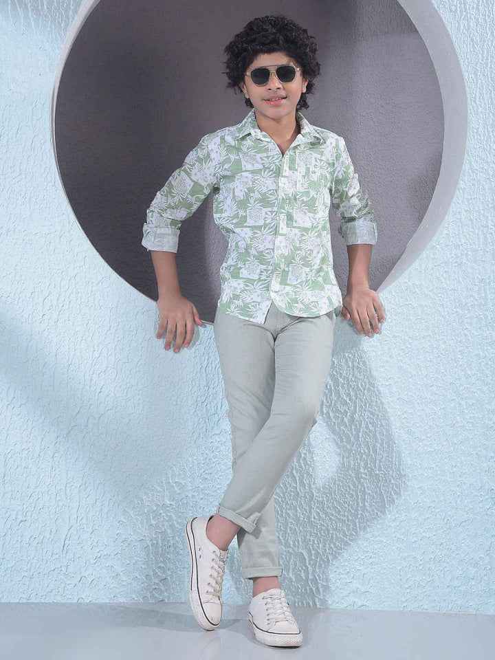 Green Floral Print Shirt