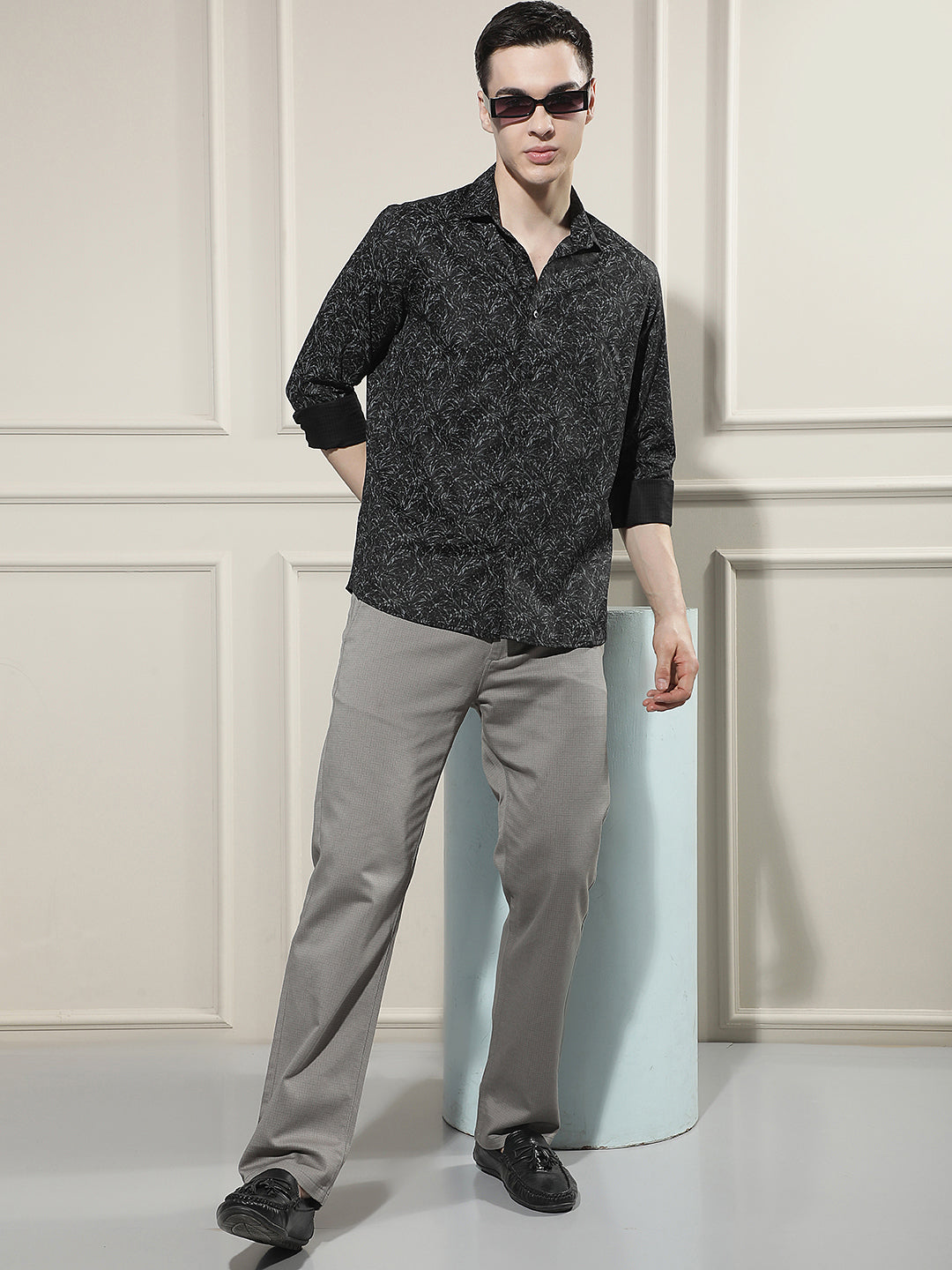 Olive Floral Print Shirt