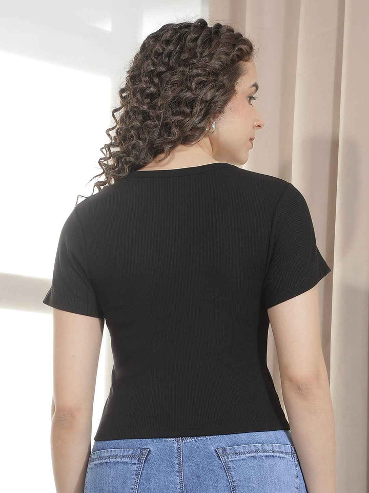 Black Modal Crop T-Shirt