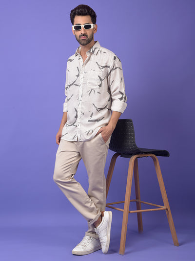 Black Printed Linen Shirt