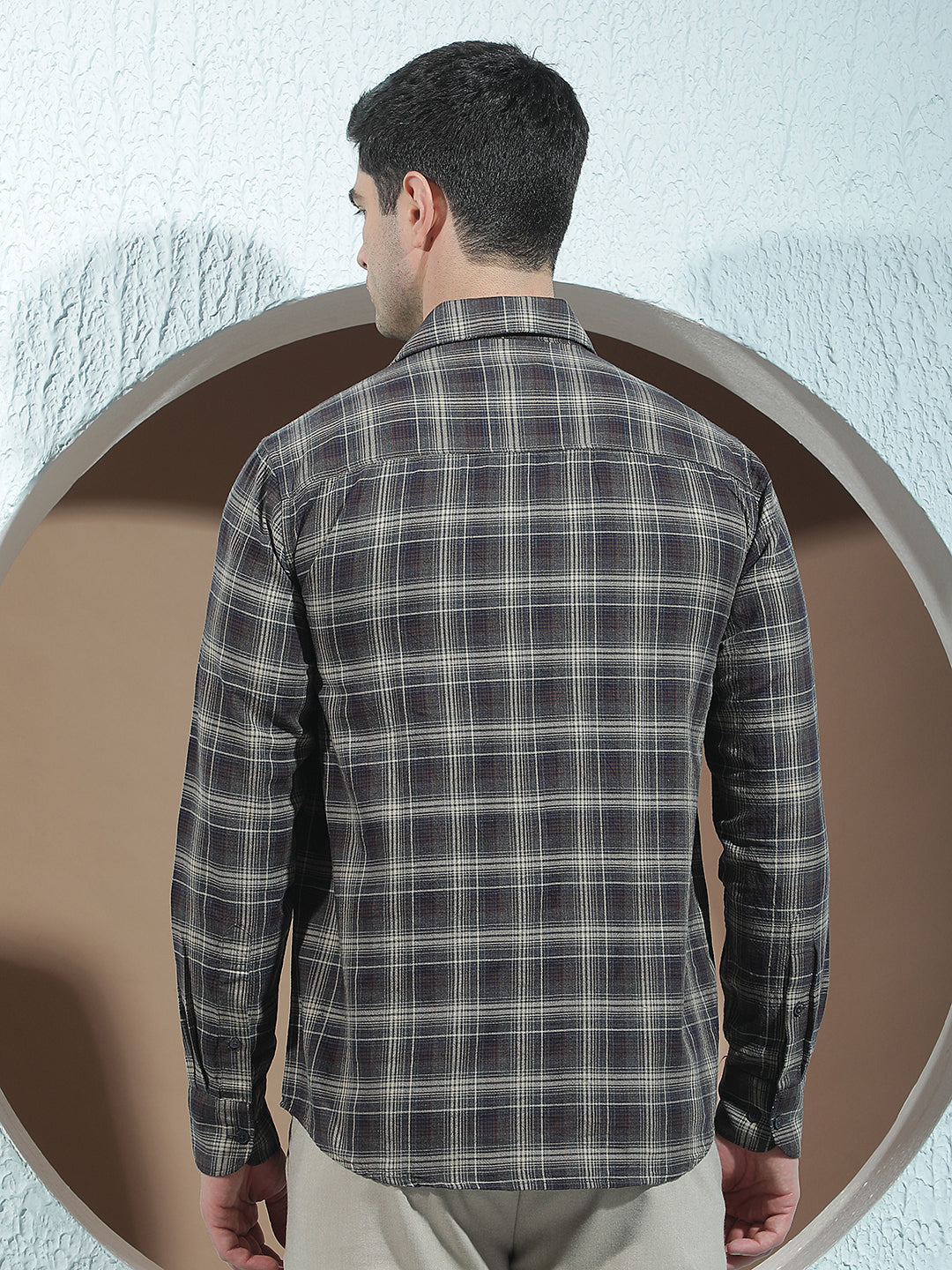 Brown 100% Cotton Checked Shirt