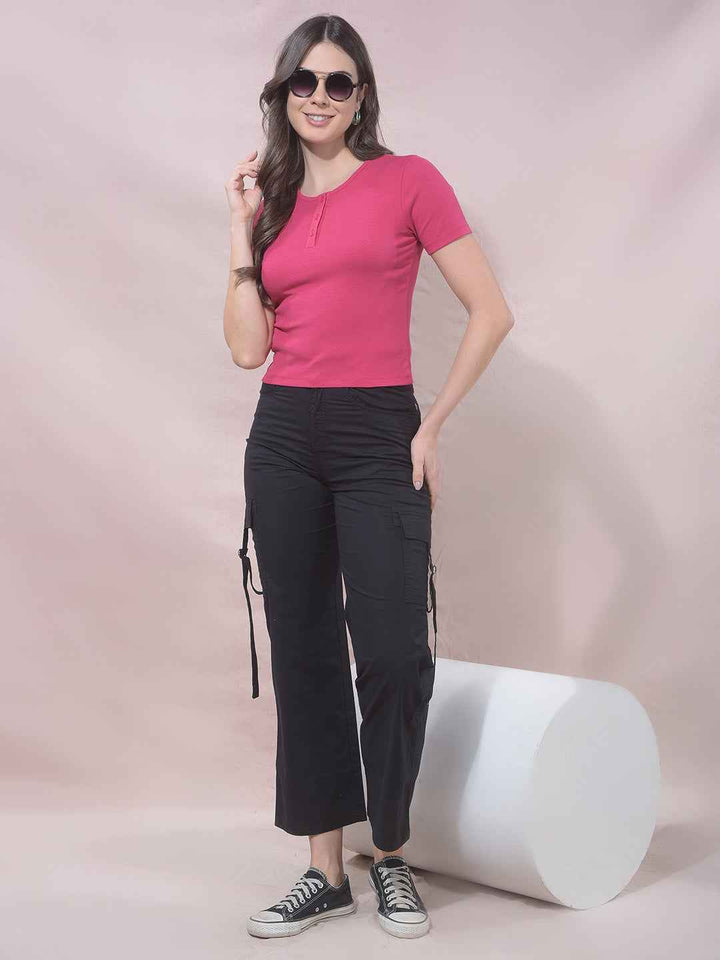 Pink Modal Cropped T-Shirt