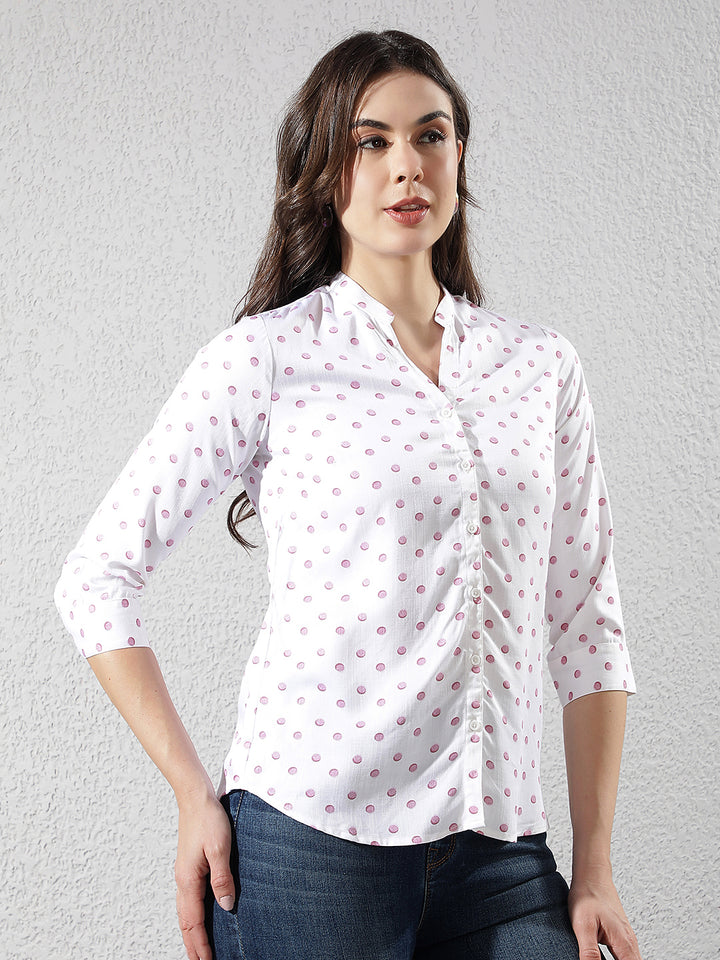 Pink Polka Dots V-Neck Shirt