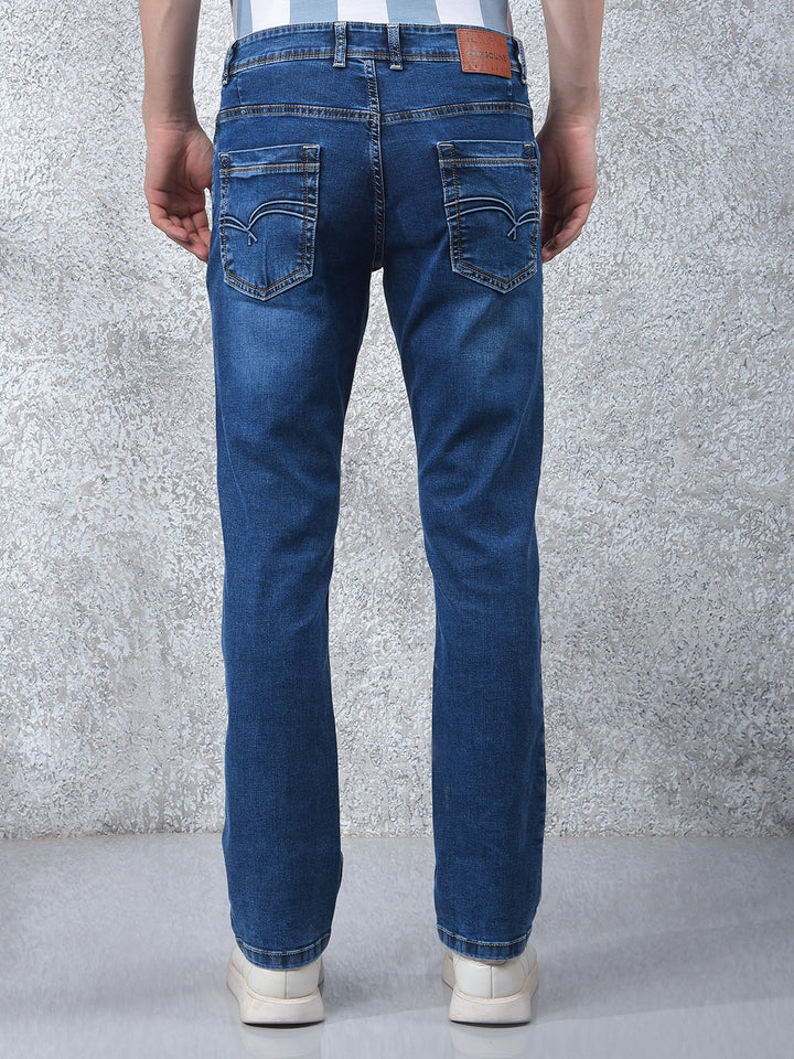 Blue Straight Jeans-Men Jeans-Crimsoune Club