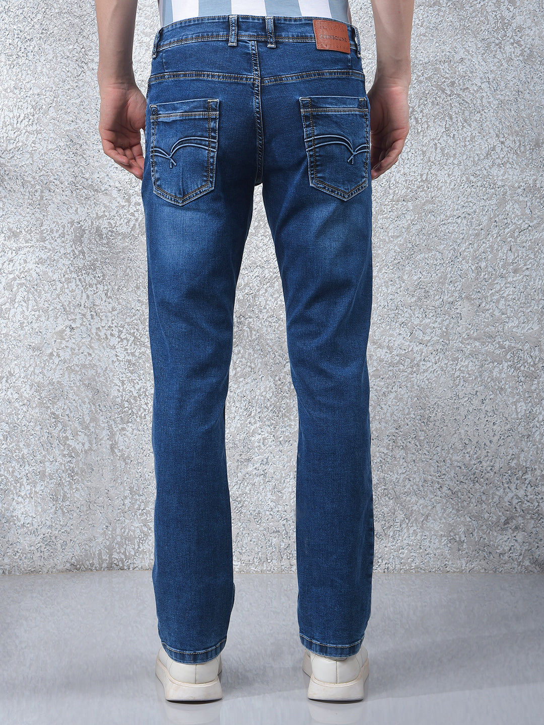 Blue Straight Jeans-Men Jeans-Crimsoune Club