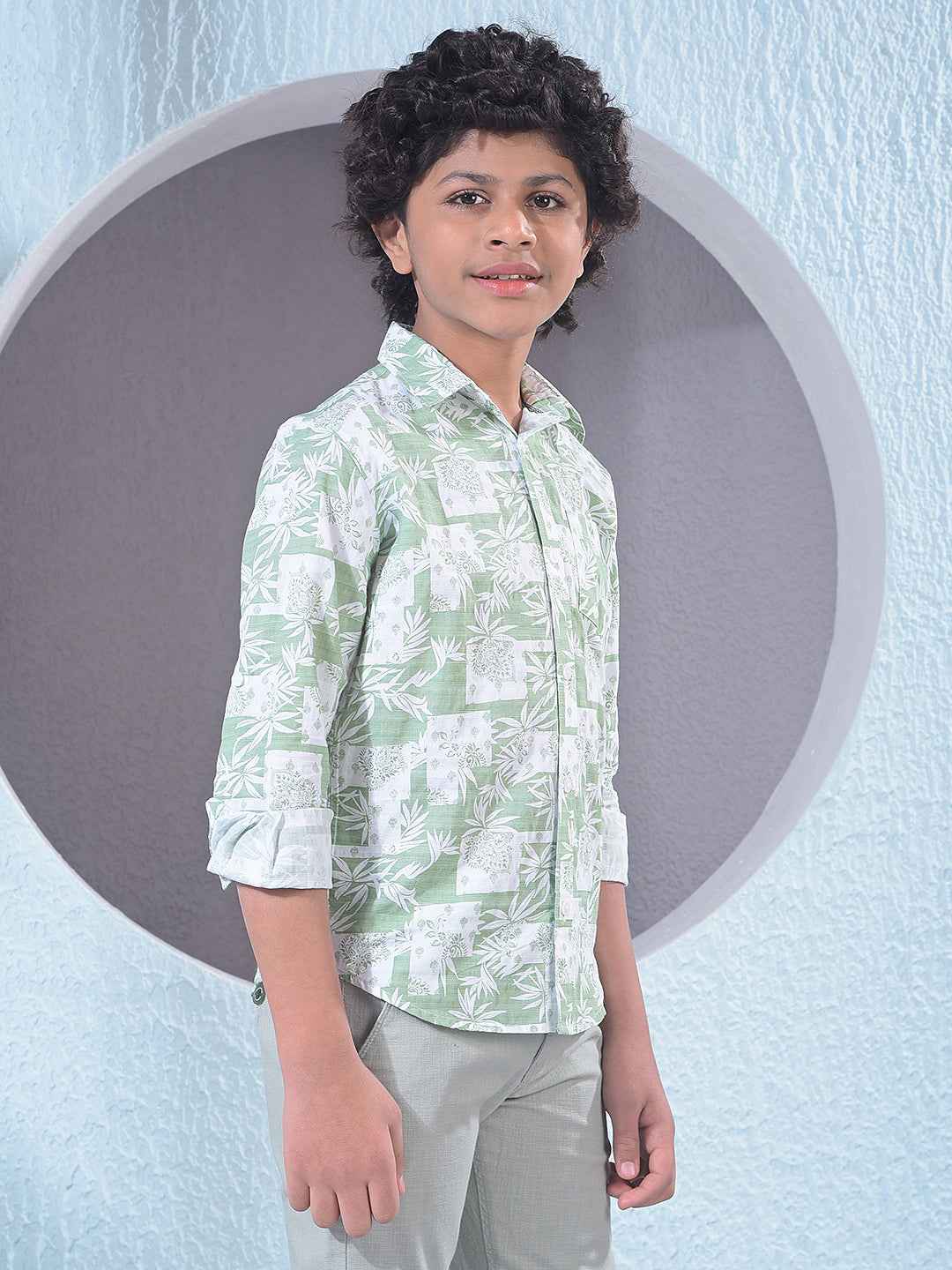 Green Floral Print Shirt