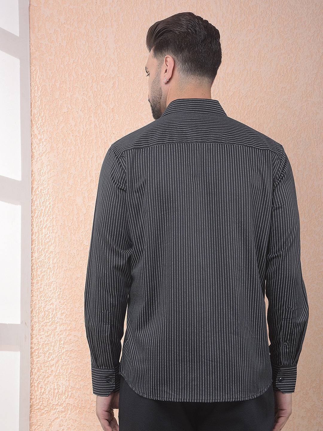 Black Fine Stripe Casual Shirt