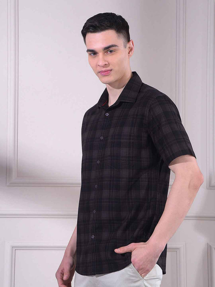 Wine 100% Cotton Checked Shirt