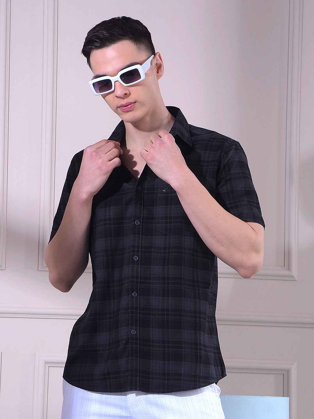 Black 100% Cotton Checked Shirt