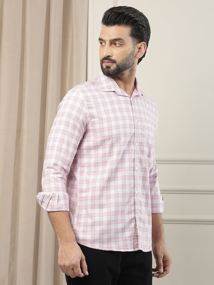 Pink 100% Cotton Checked Shirt