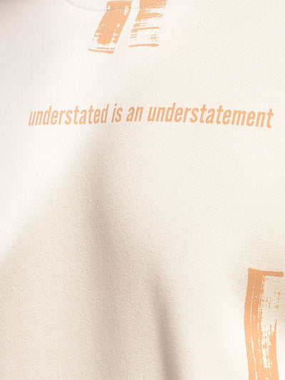Beige Typographic Print Sweatshirt