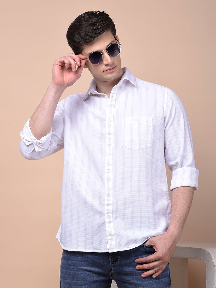 Pink Vertical Stripes 100% Cotton Shirt