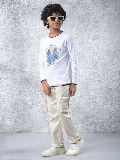 Beige Straight Cargo Jeans