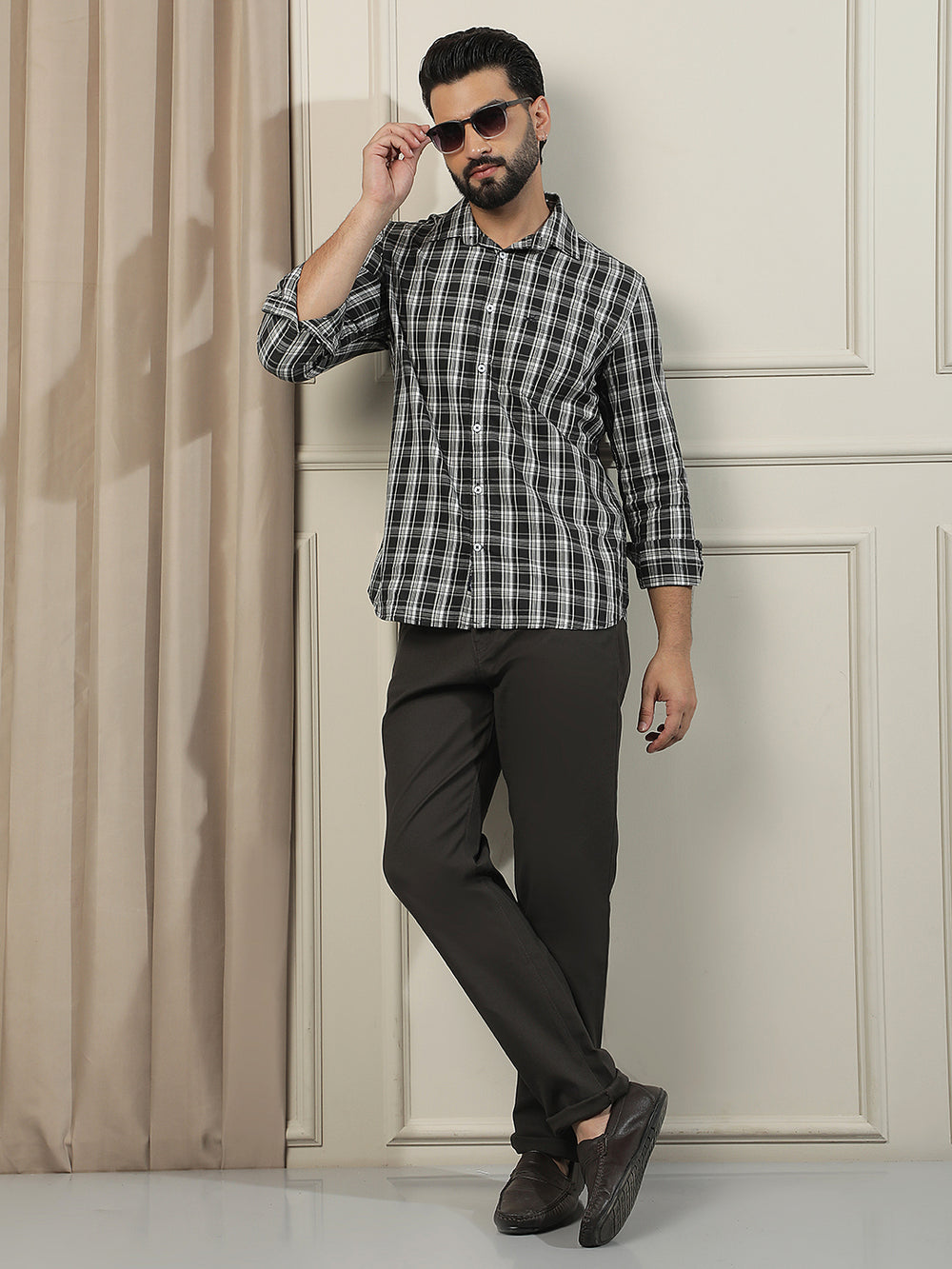 Black Checked 100% Cotton Shirt
