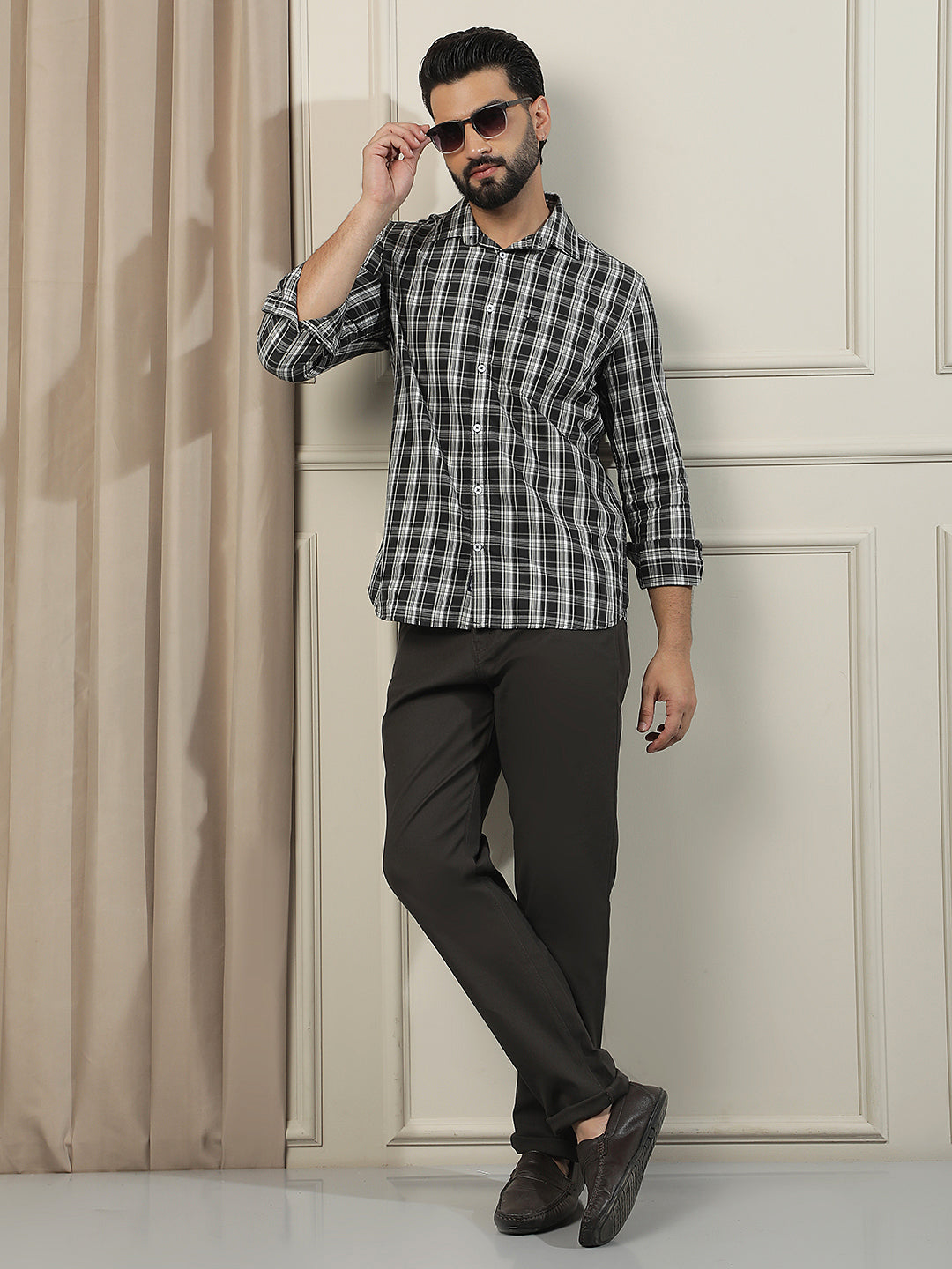Black Checked 100% Cotton Shirt