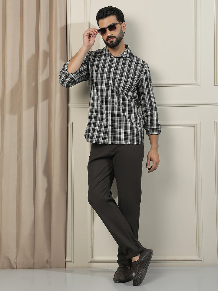 Black Checked 100% Cotton Shirt