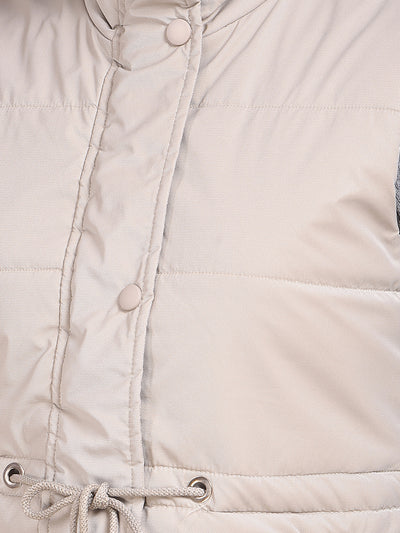 Beige Sleeveless Puffer Jacket