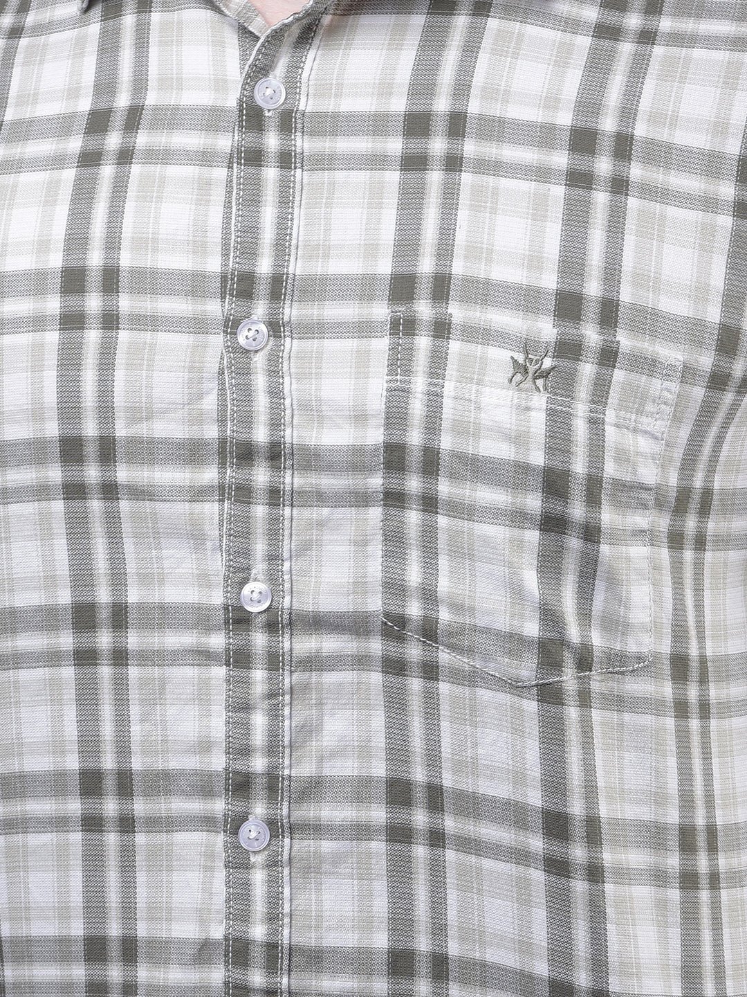 Olive Checked 100% Cotton Shirt