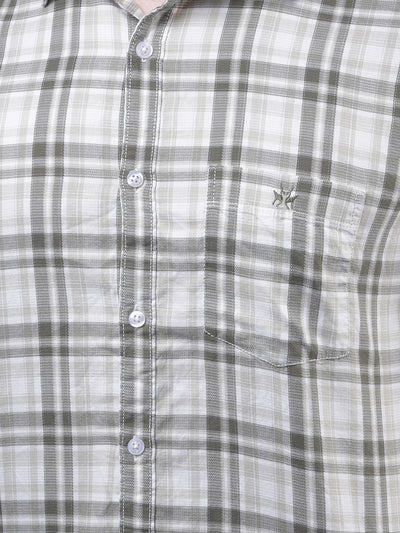 Olive Checked 100% Cotton Shirt