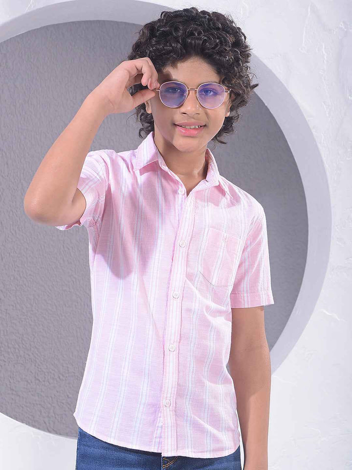 Pink Vertical Stripes 100% Cotton Shirt