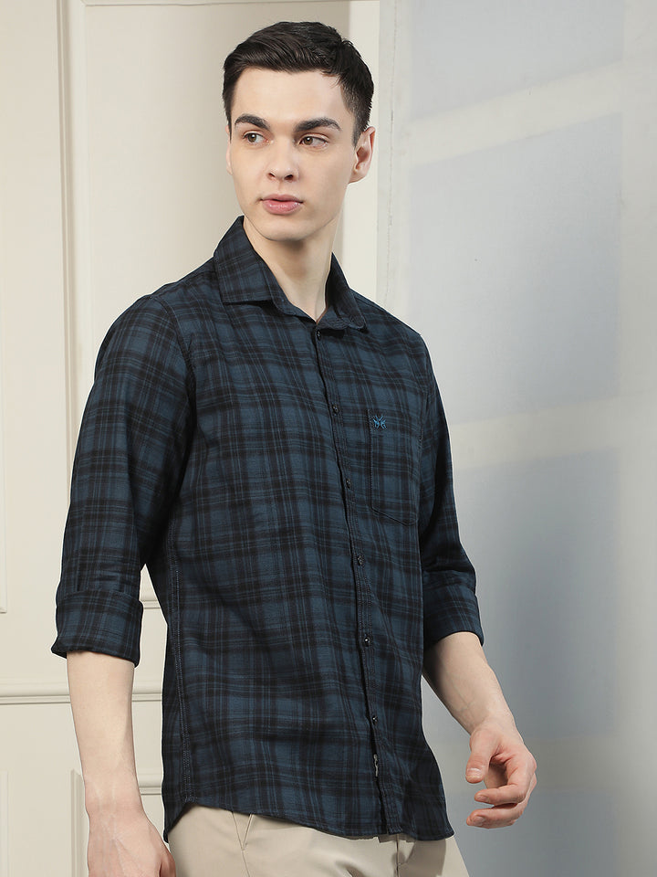 100% Cotton Blue Checked Shirt