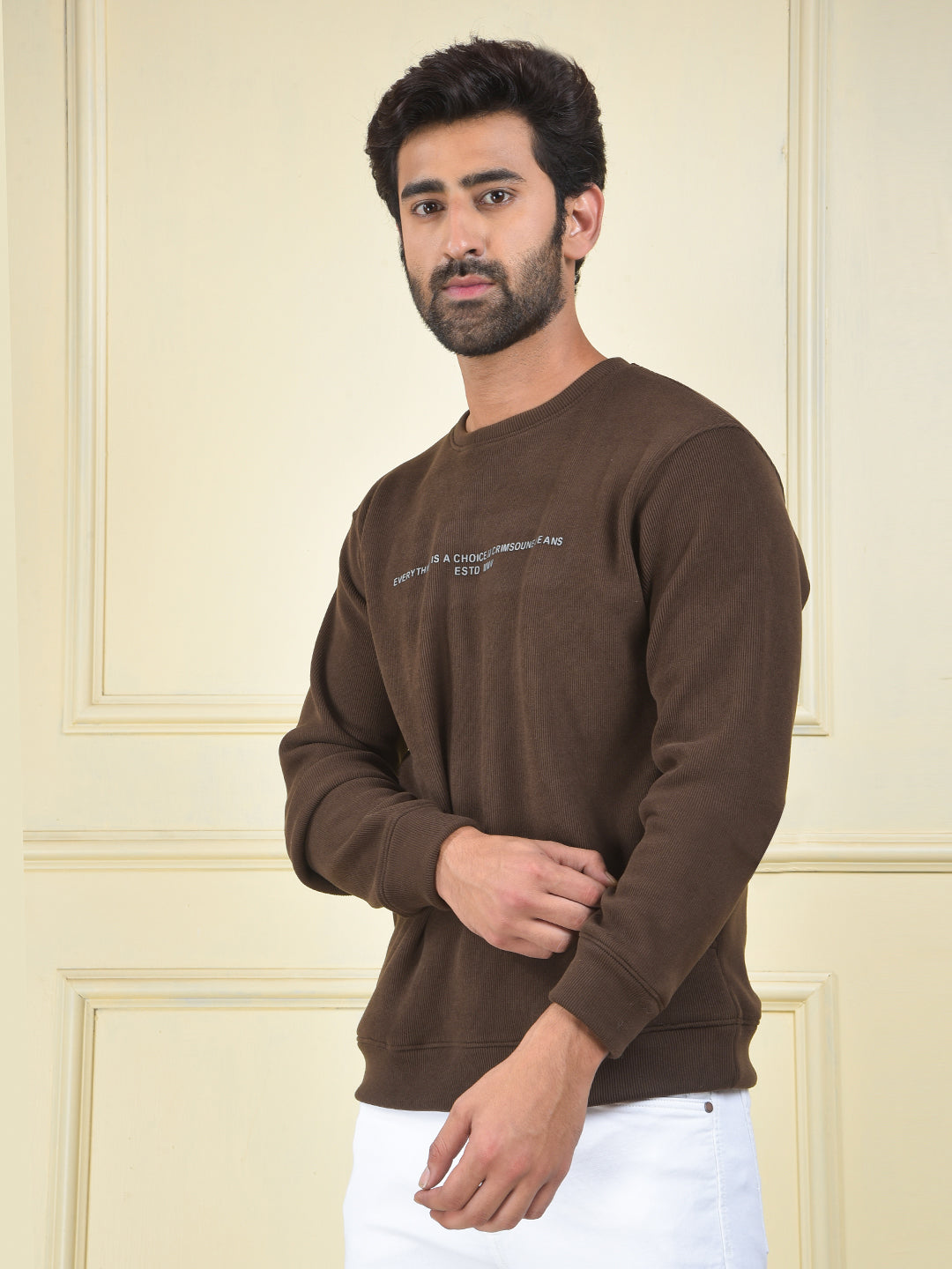 Brown Typographic Print Sweatshirt