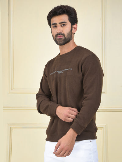 Brown Typographic Print Sweatshirt