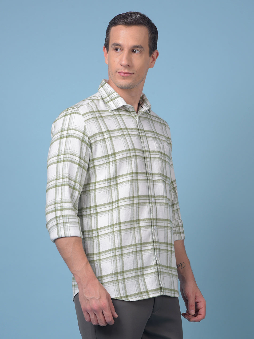 Green Checked 100% Cotton Shirt