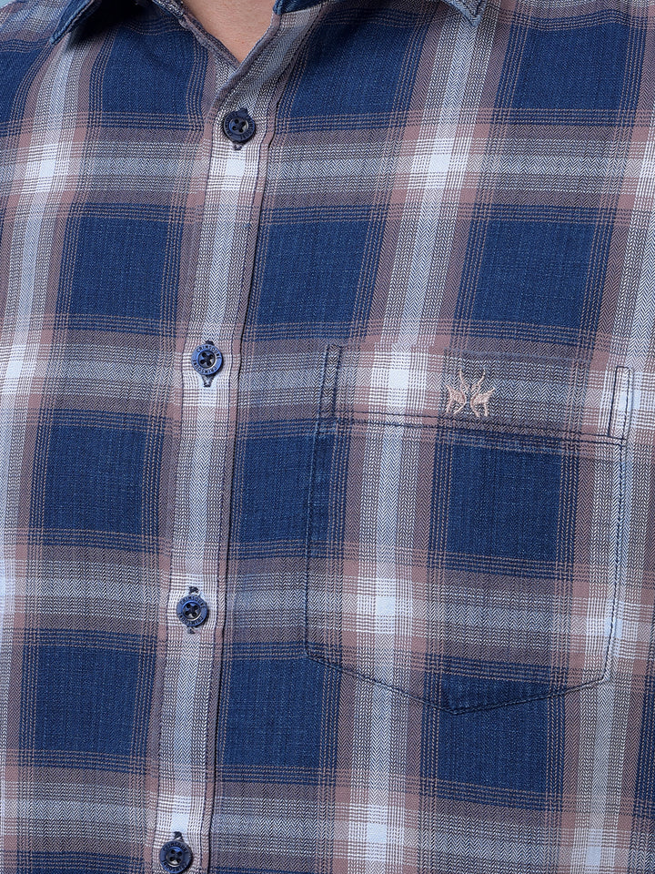 Blue Checked 100% Cotton Shirt