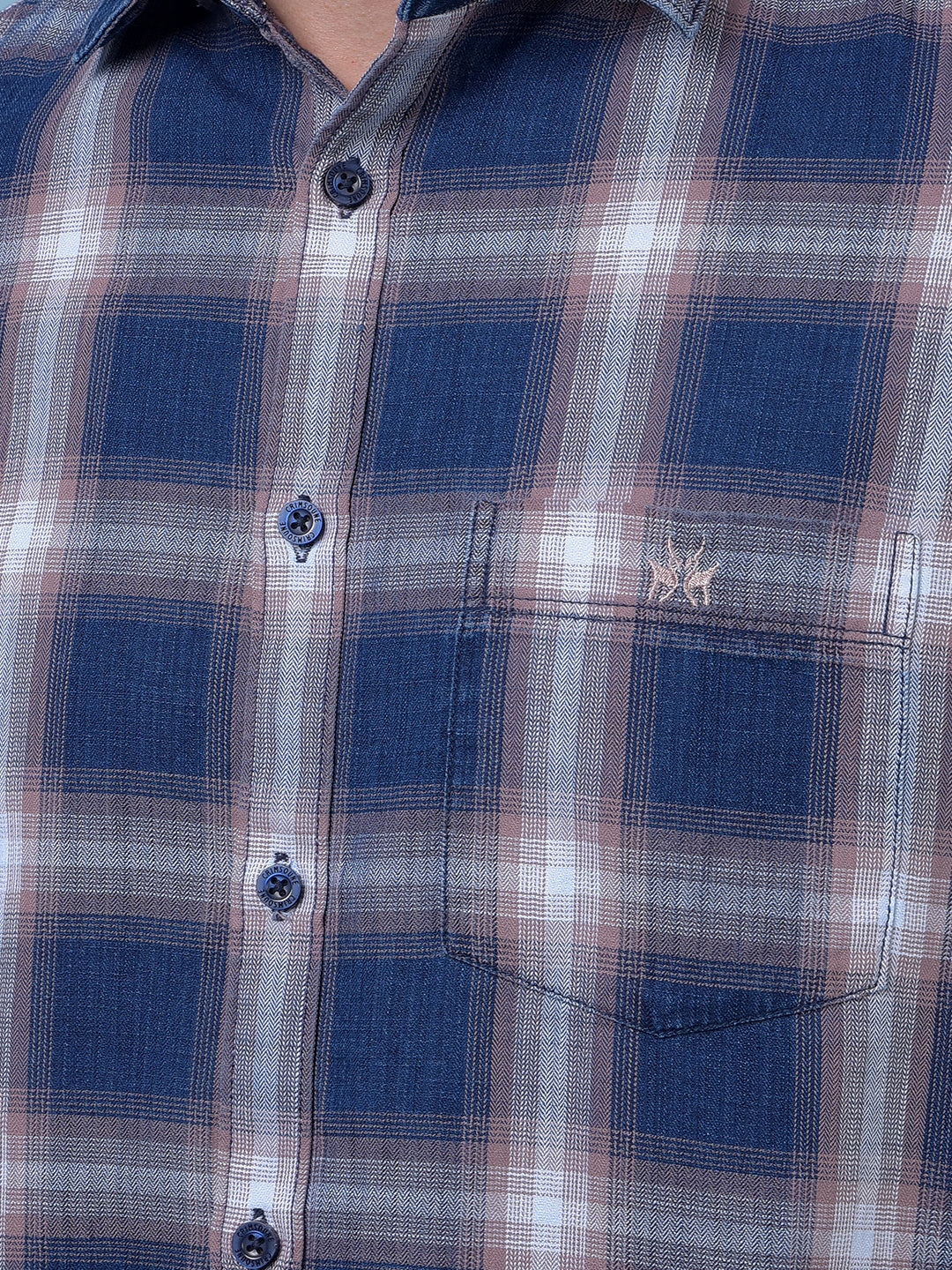 Blue Checked 100% Cotton Shirt