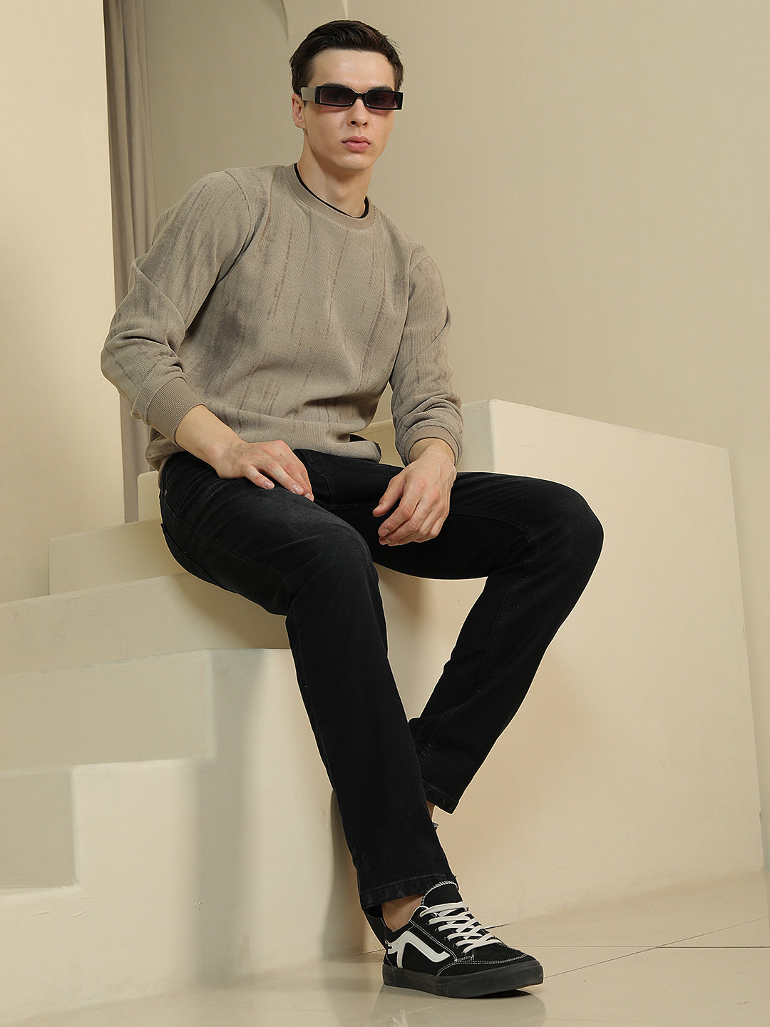 Brown Abstract Print Sweatshirt