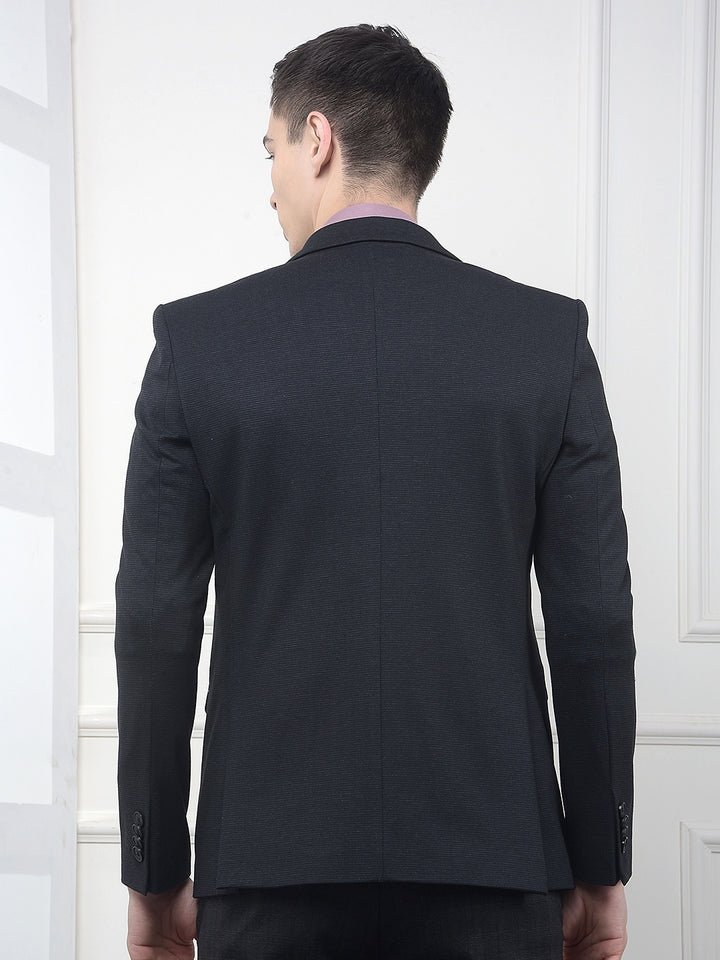 Black Notched Lapel Single-Breasted Blazer