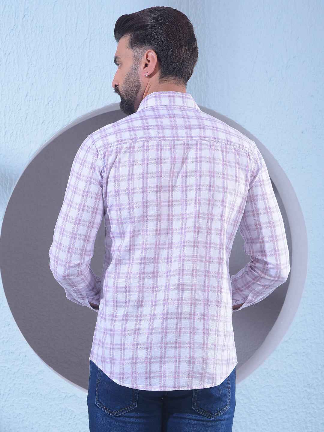 Purple Checked 100% Cotton Shirt