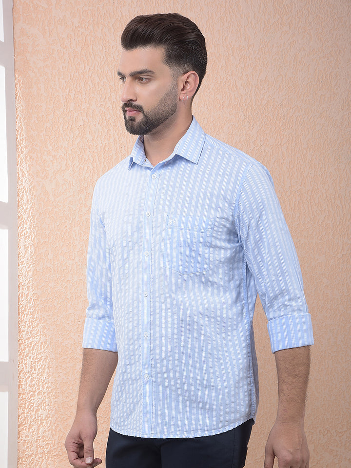 Blue Vertical Stripes 100% Cotton Shirt