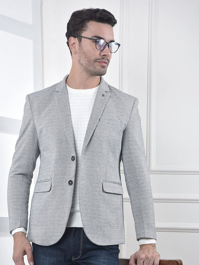 Grey Notched Lapel Modal Single-Breasted Blazer