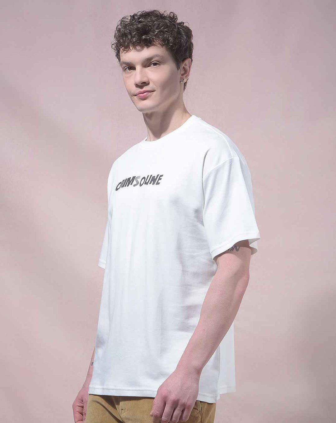 White Graphic Print 100% Cotton Oversized T-Shirt