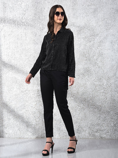 Black Embellished Sparkle Shirt