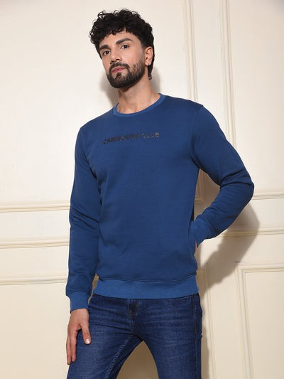 Classic Blue Cotton Sweatshirt With Brand Logo