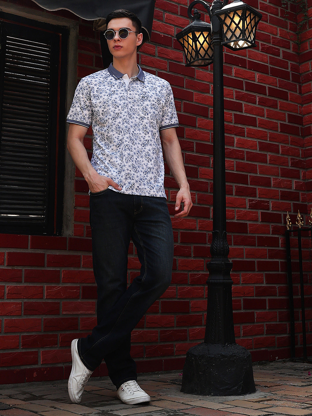 Blue Floral Print T-Shirt