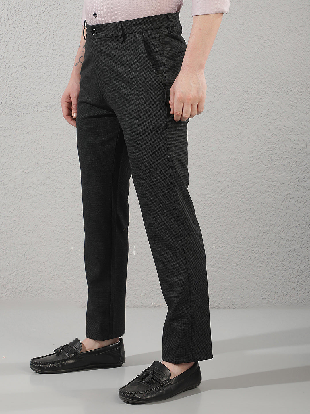 Chic Jet Black Printed Trousers
