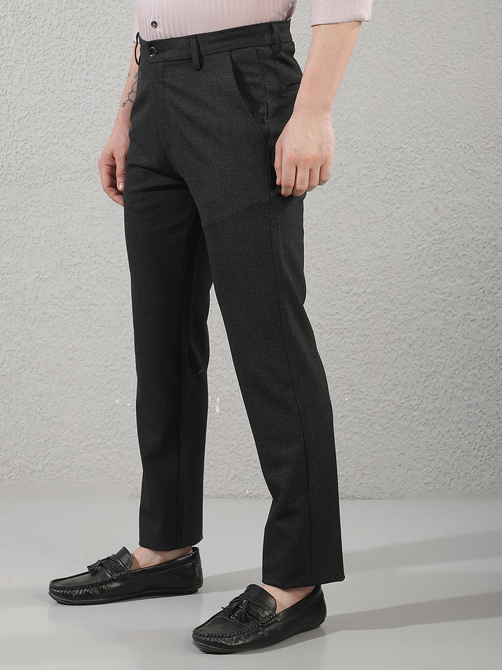 Chic Jet Black Printed Trousers