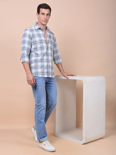 Blue Checked 100% Cotton Shirt