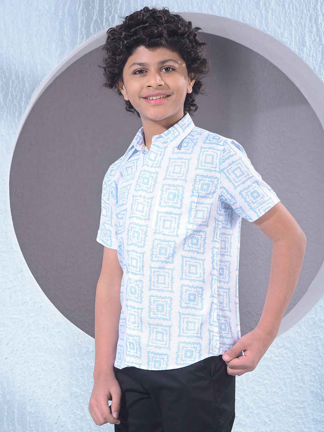 Sky Blue Printed Shirt