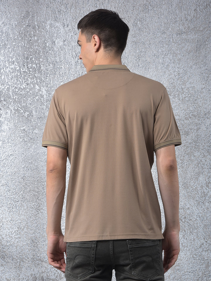 Beige Polo-Neck T-Shirt