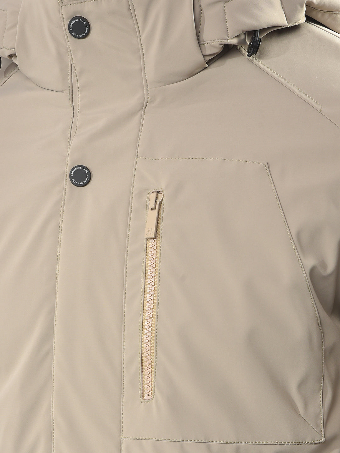Beige Hooded Neck Puffer Jacket