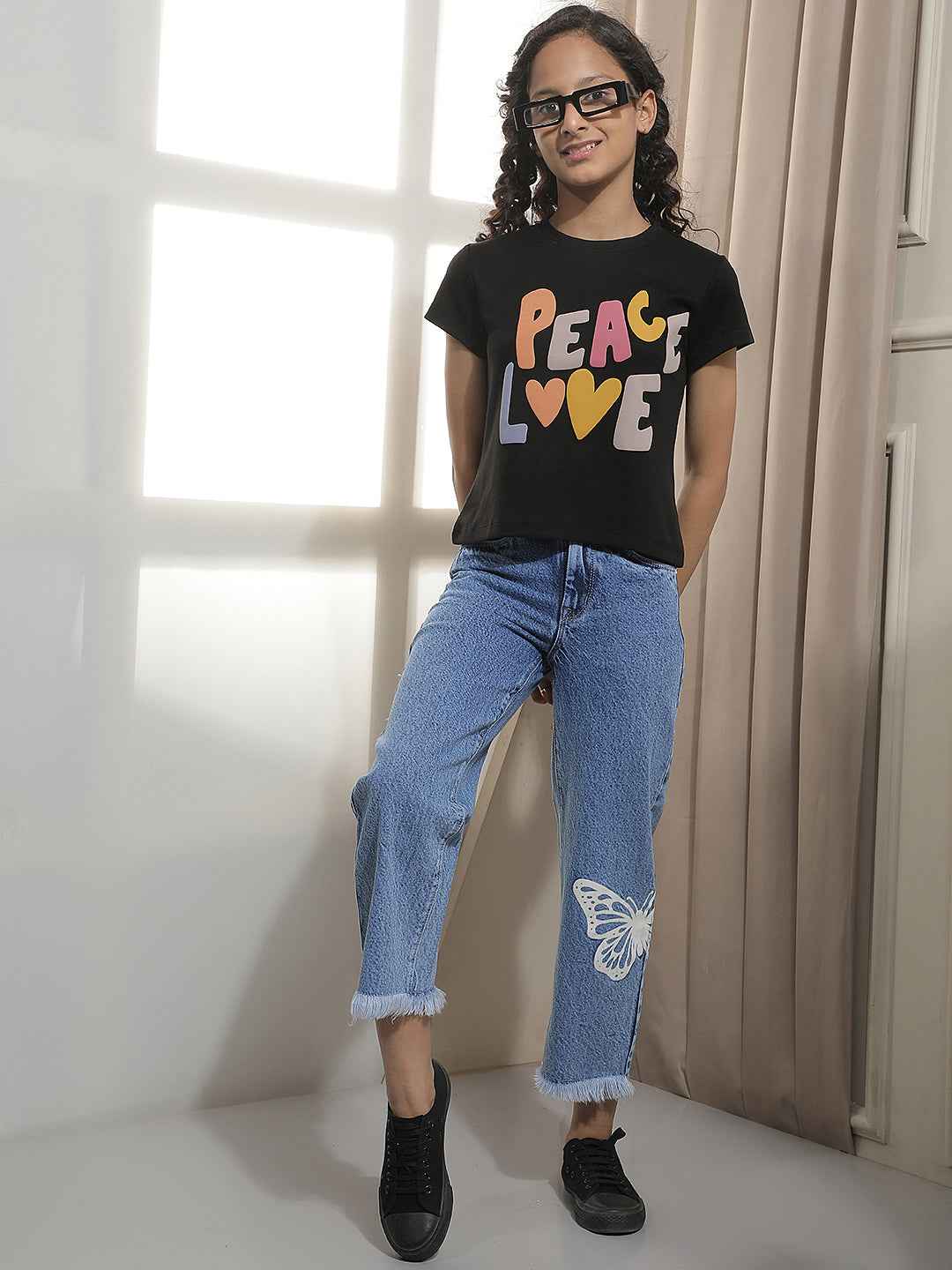 Black Typographic Print T-Shirt